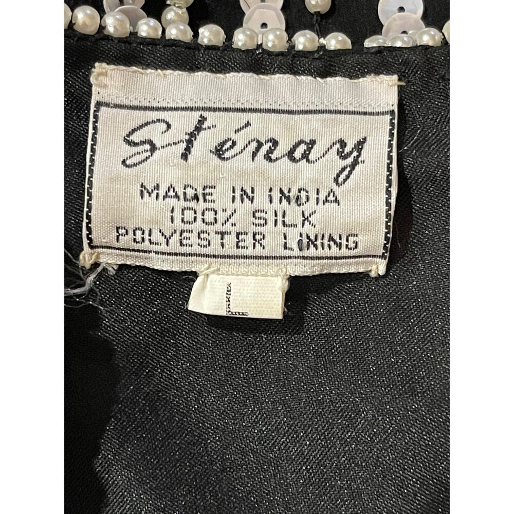 Vintage Stenay Sequin Silk Top Cocktail Glam Top Large - Picture 6 of 7